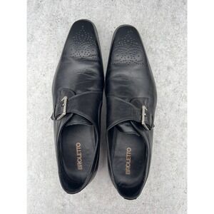 BROLETTO Black Leather Single Monk Strap Dress Shoes Men Size 10.5 Made in Italy